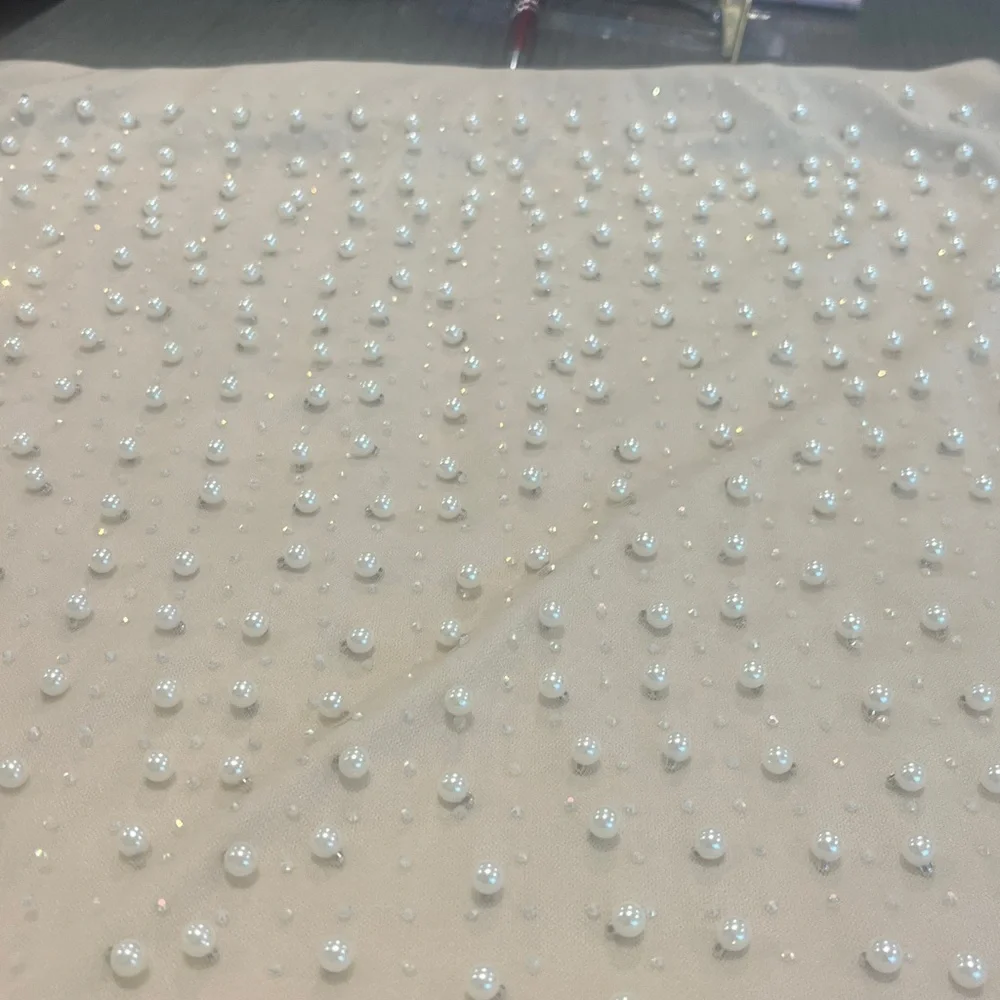 Haute Monde Beige Skirt with Pearl Details - Picture 2 of 6